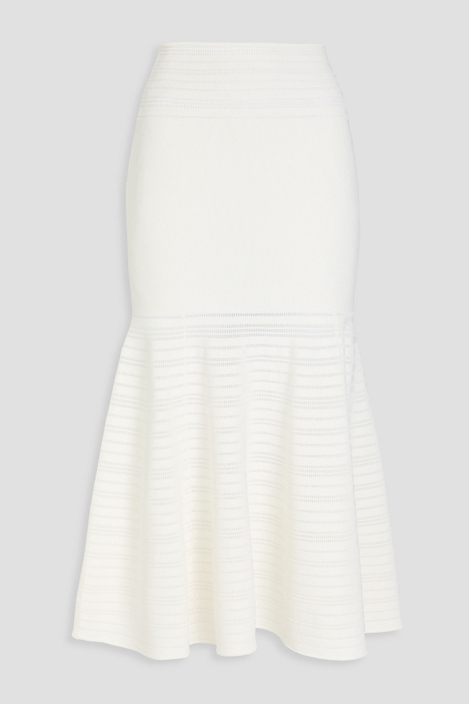 Victoria Beckham Ausgestellter Midirock Aus Pointelle-strick In Weiss