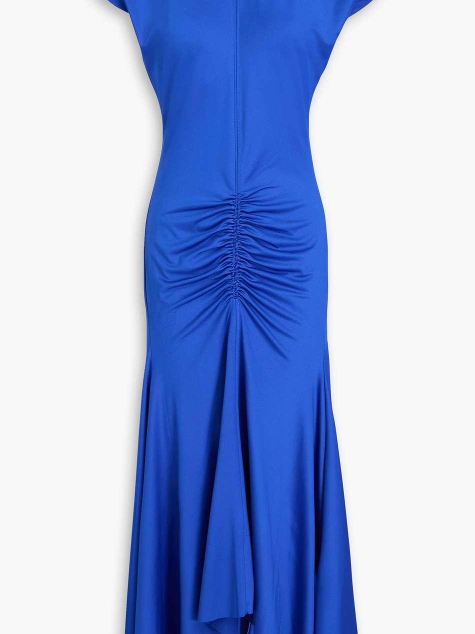 ruched satin-jersey midi dress