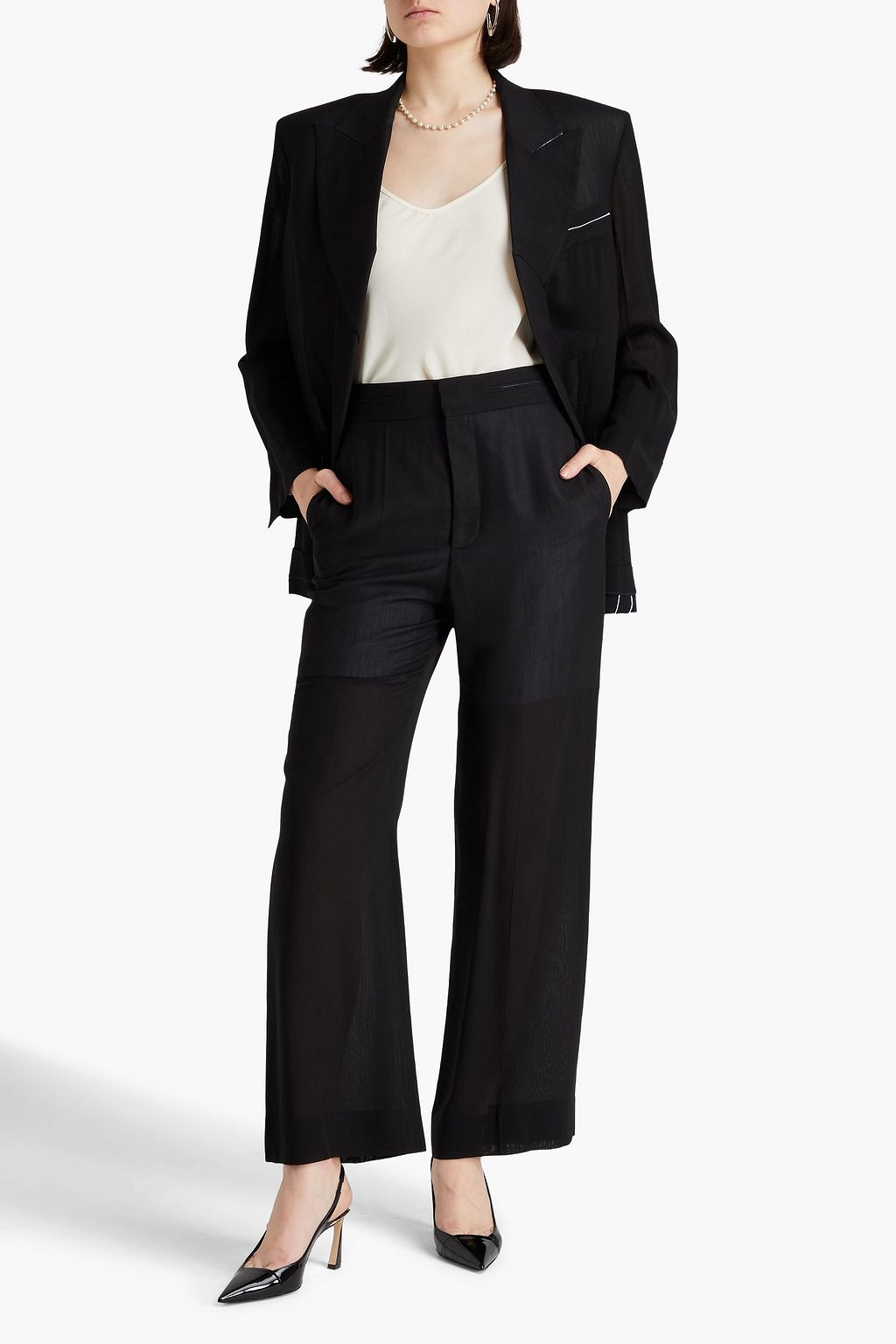 VICTORIA BECKHAM 크레이프 스트레이트 레그 팬츠