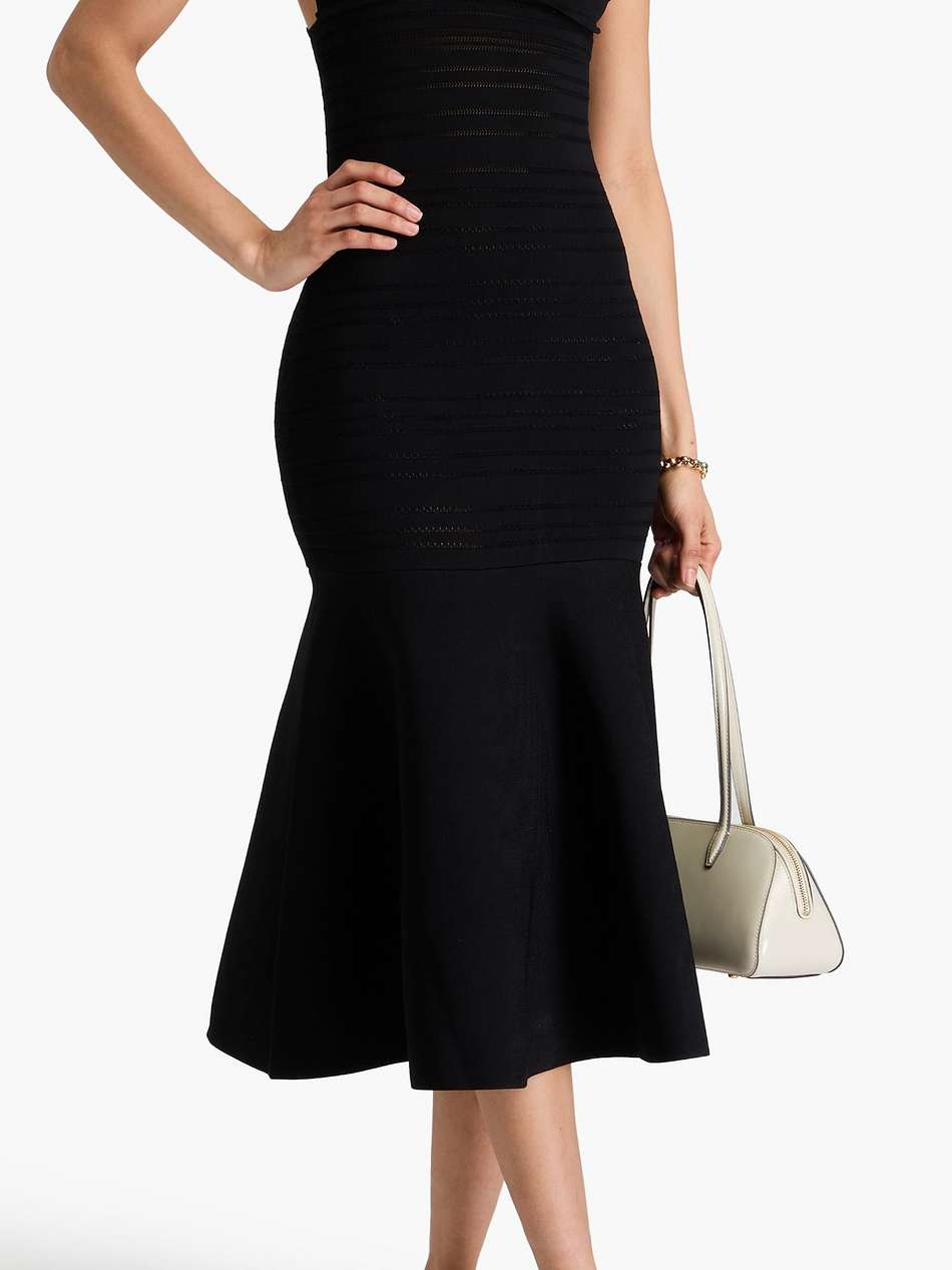 fluted pointelle-knit midi dress