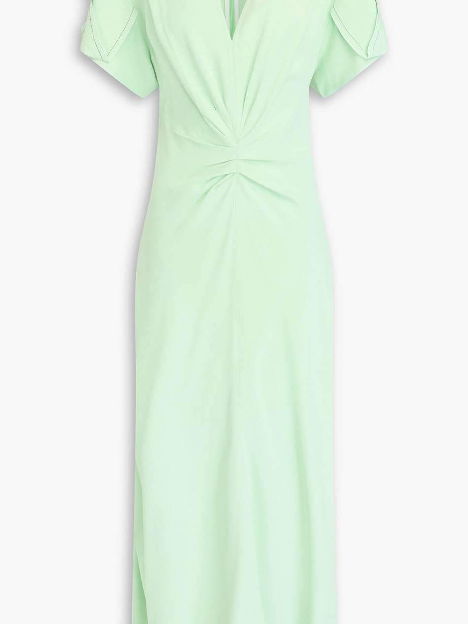 ruched crepe midi dress