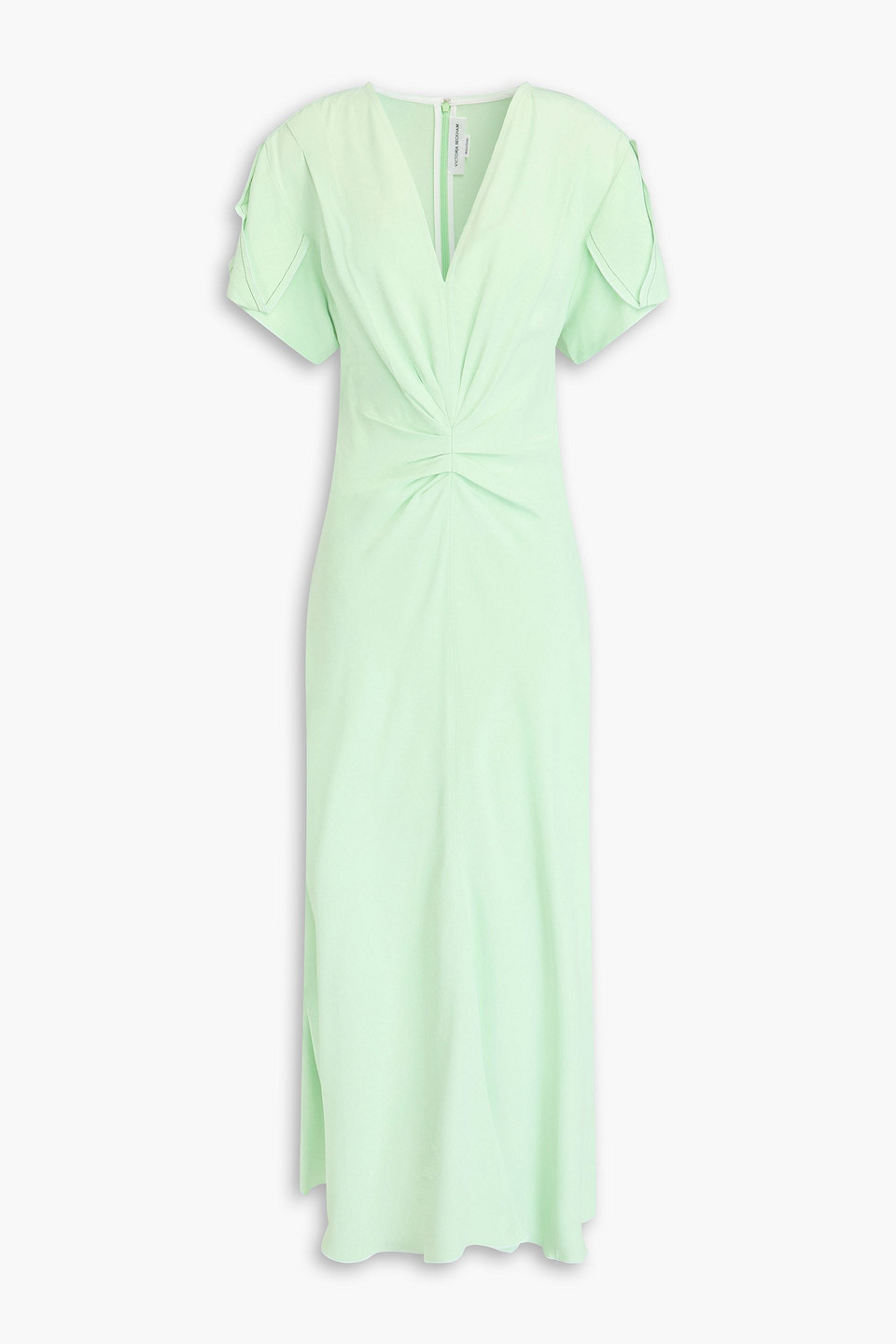 Victoria Beckham Jade Green Ruffled Midi Dress In Light Green
