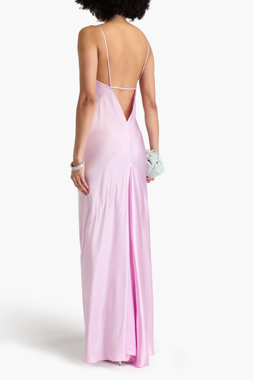 Victoria Beckham Satin Maxi Slip Dress In Baby Pink