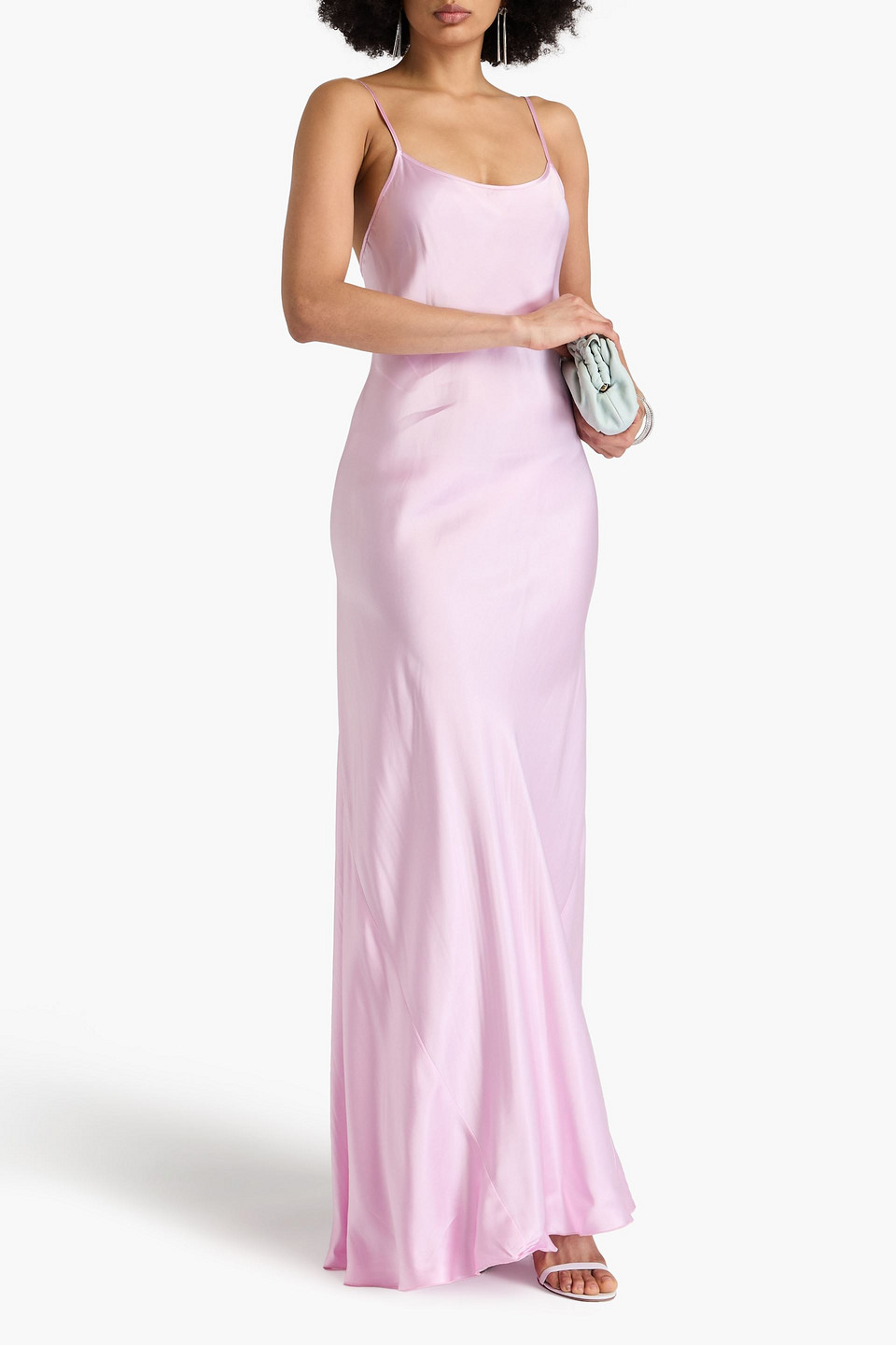 Victoria Beckham Satin Maxi Slip Dress In Baby Pink