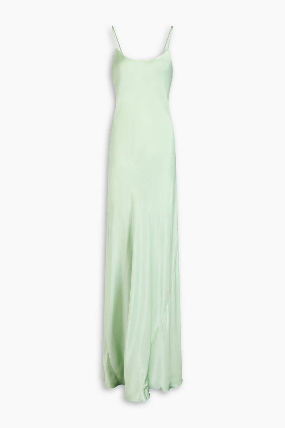 Victoria Beckham Satin Maxi Slip Dress In Light Green