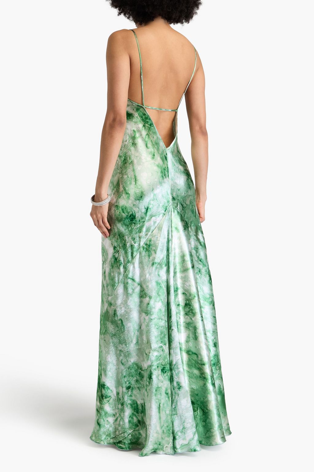 VICTORIA BECKHAM Printed satin-crepe maxi slip dress