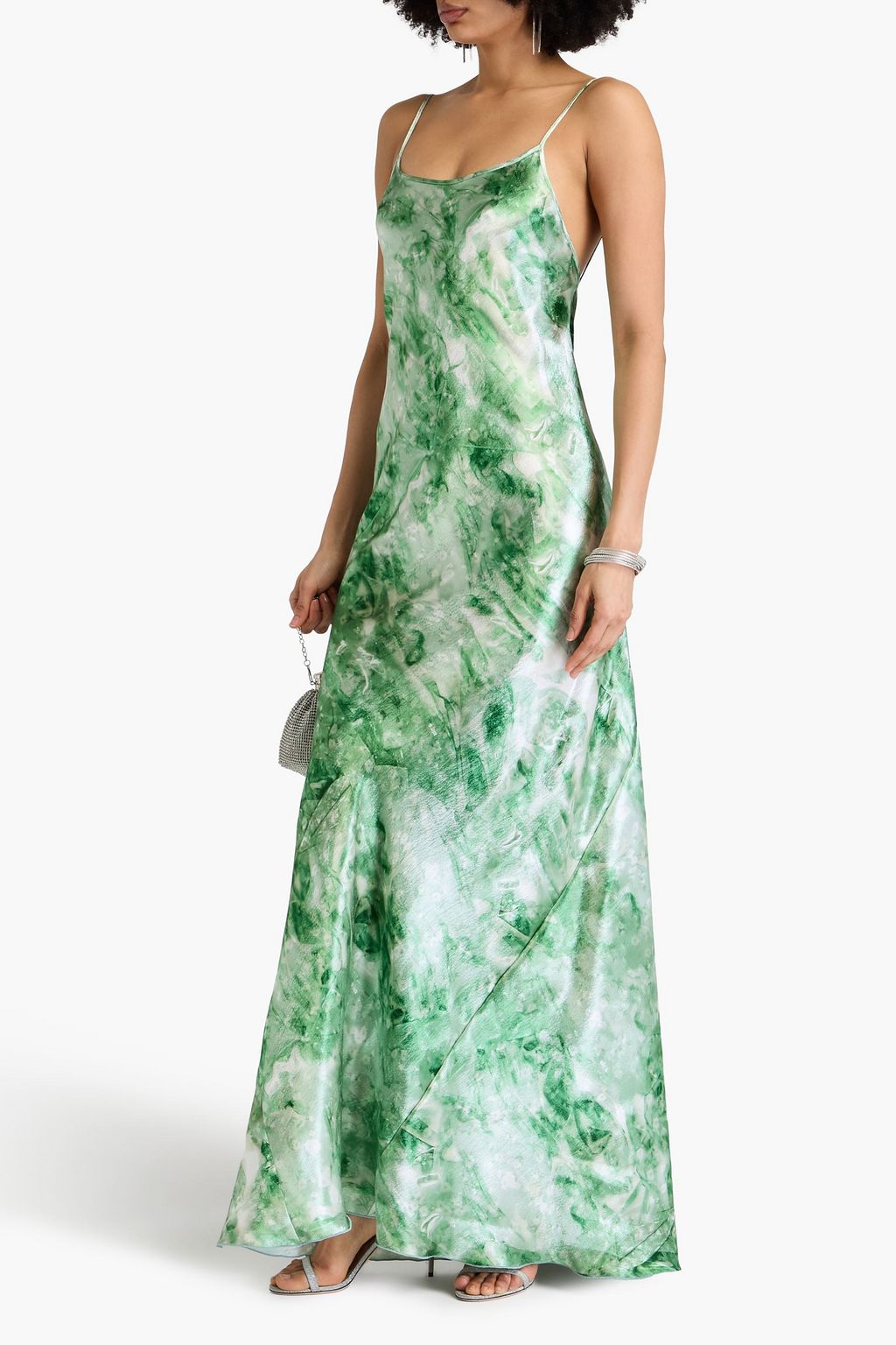 VICTORIA BECKHAM Printed satin-crepe maxi slip dress