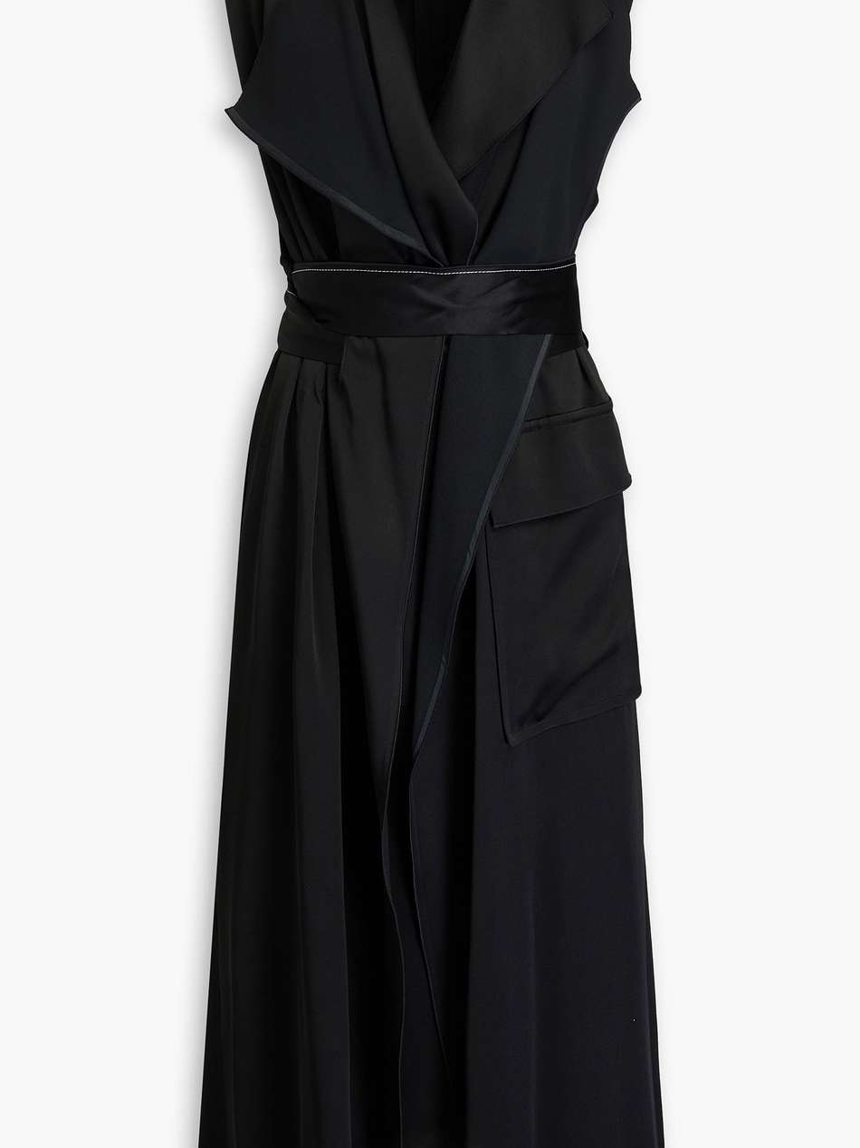 cutout satin midi wrap dress