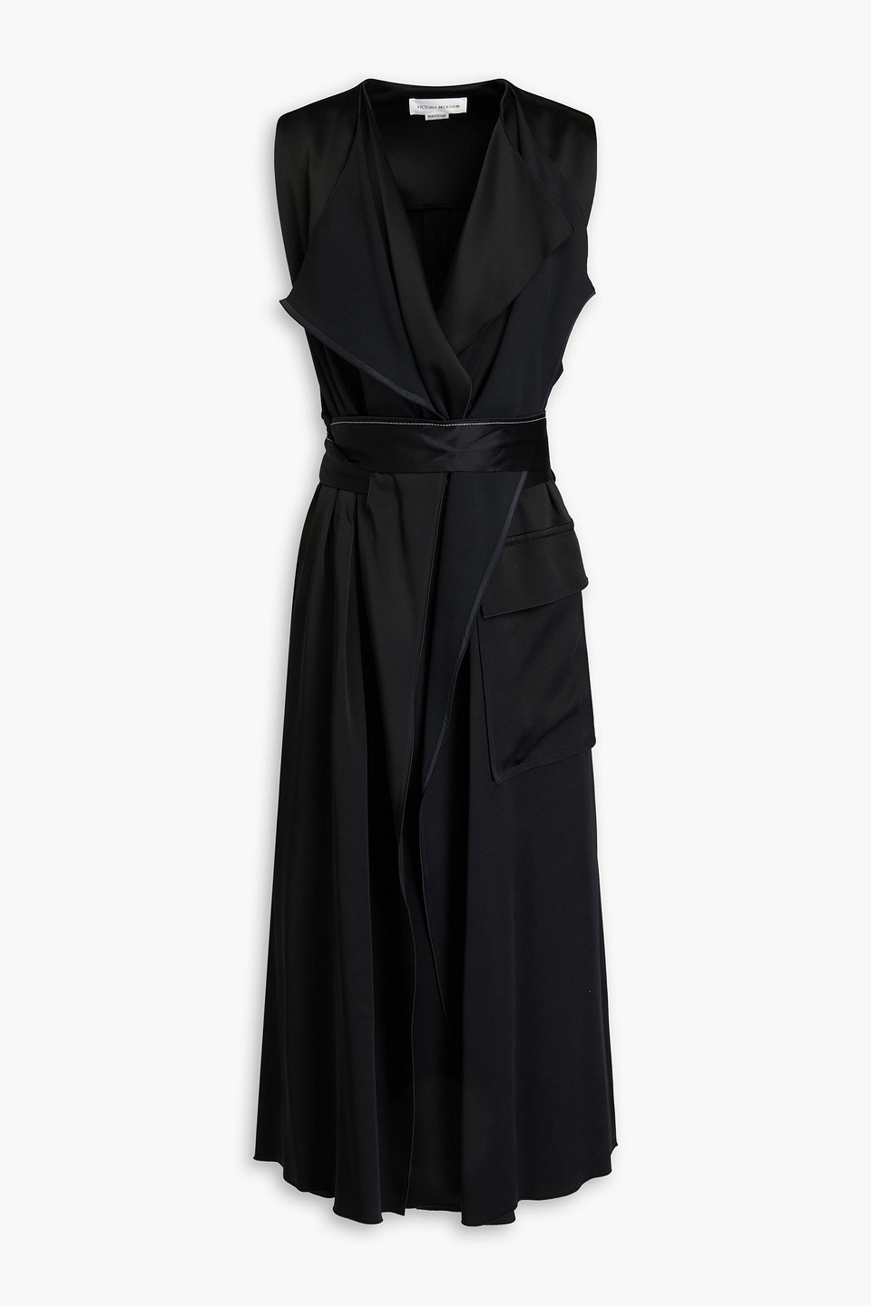 Cutout satin midi wrap dress
