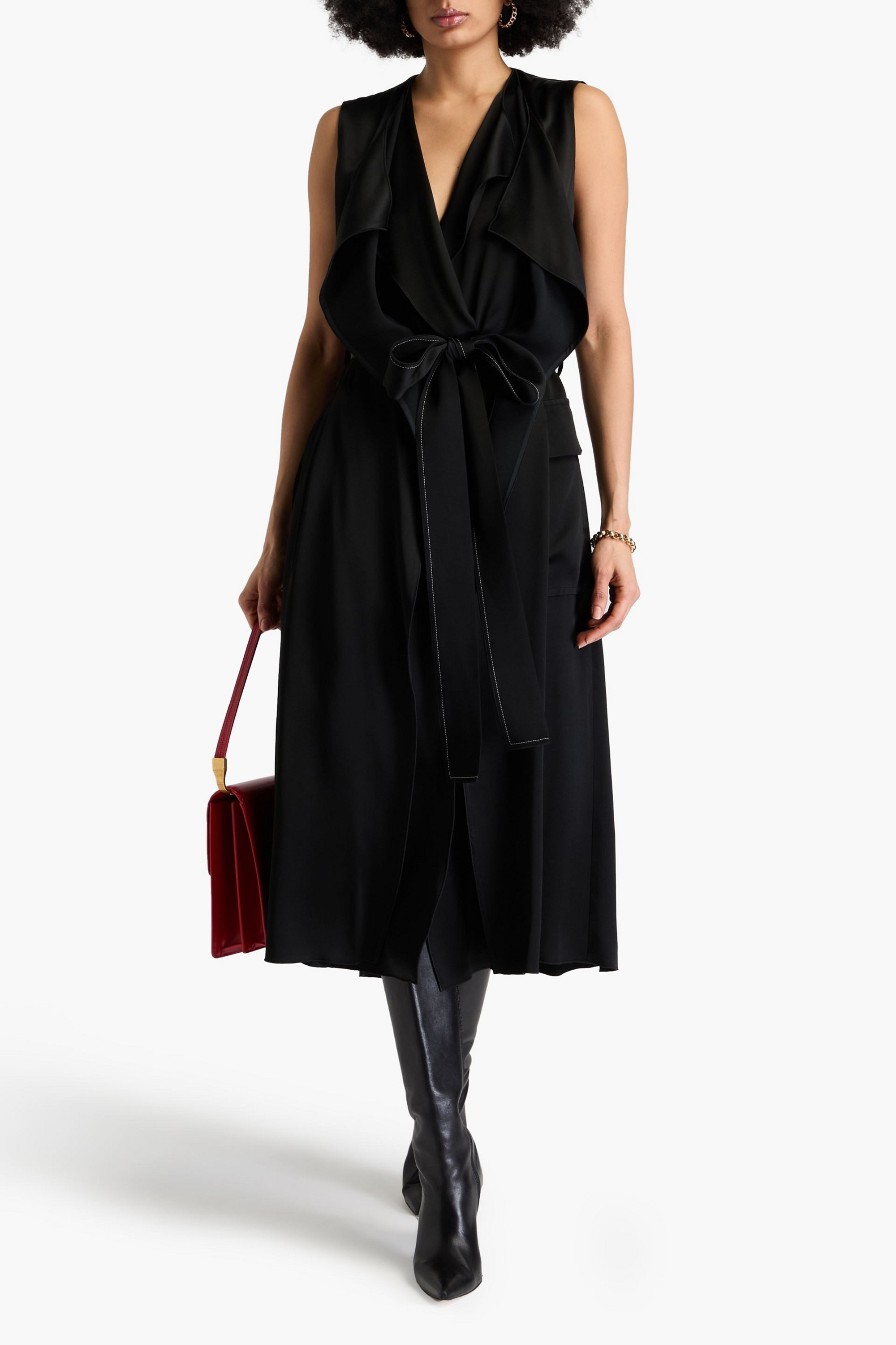 Victoria Beckham Cutout satin midi wrap dress
