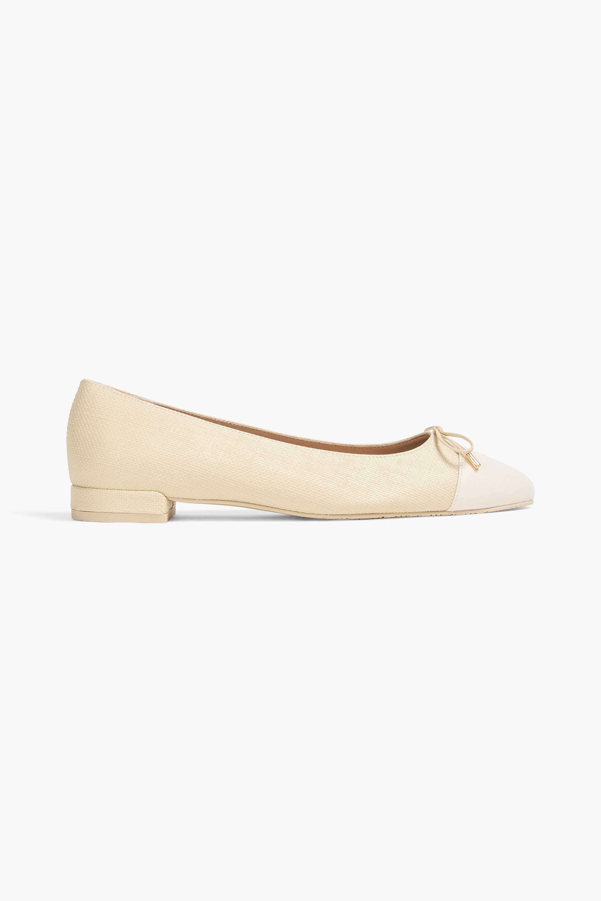 Stuart Weitzman Sleek Bow leather-trimmed tweed ballet flats