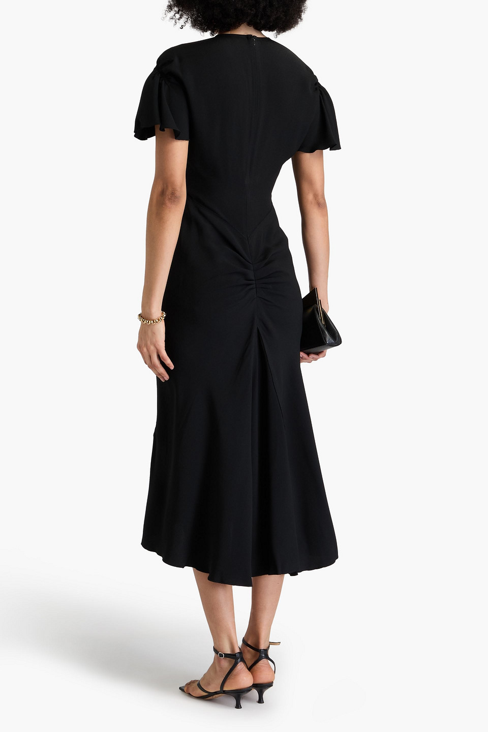 Shop Victoria Beckham Satin-crepe Midi Dress In Schwarz