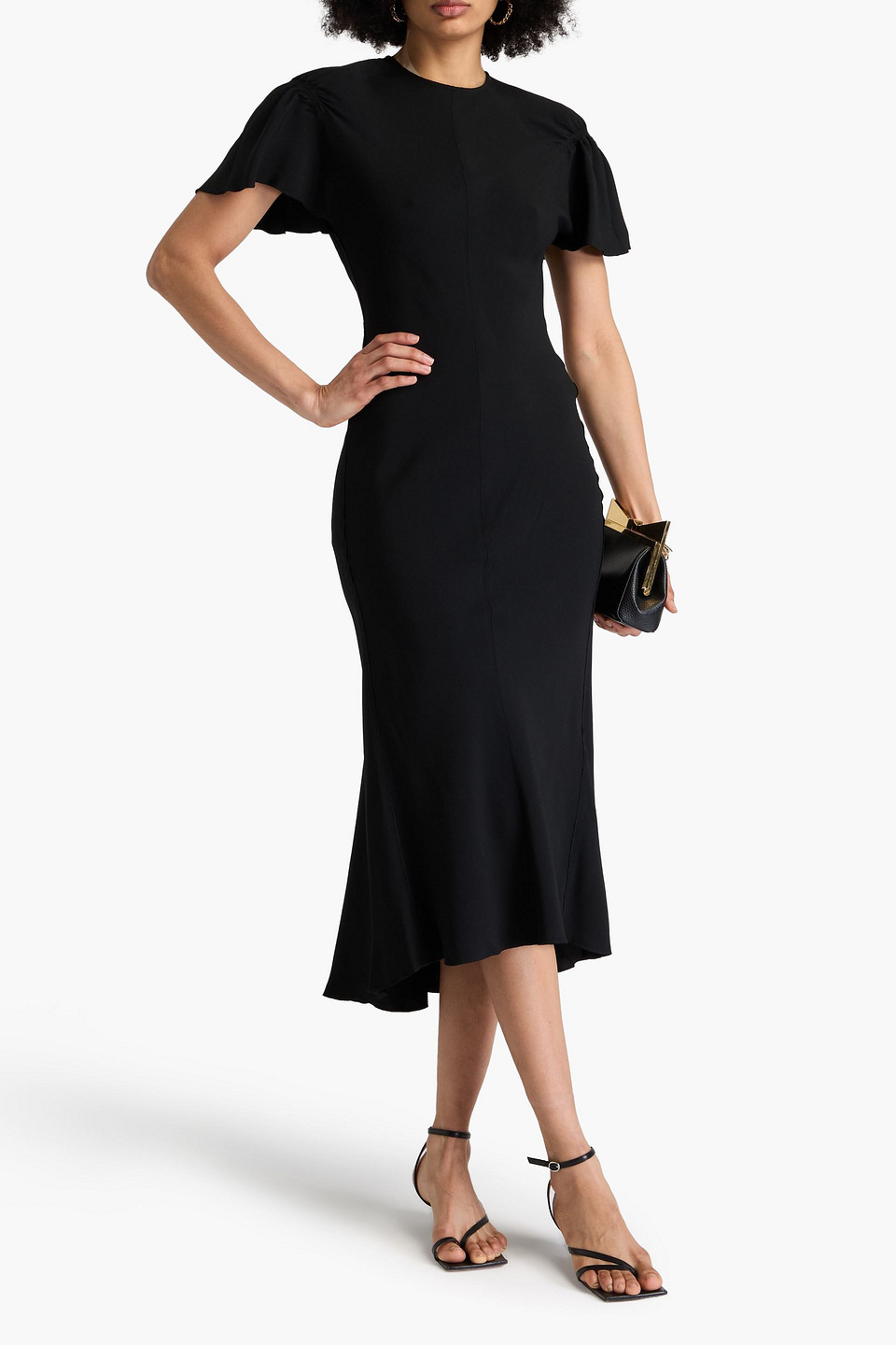 Shop Victoria Beckham Satin-crepe Midi Dress In Schwarz
