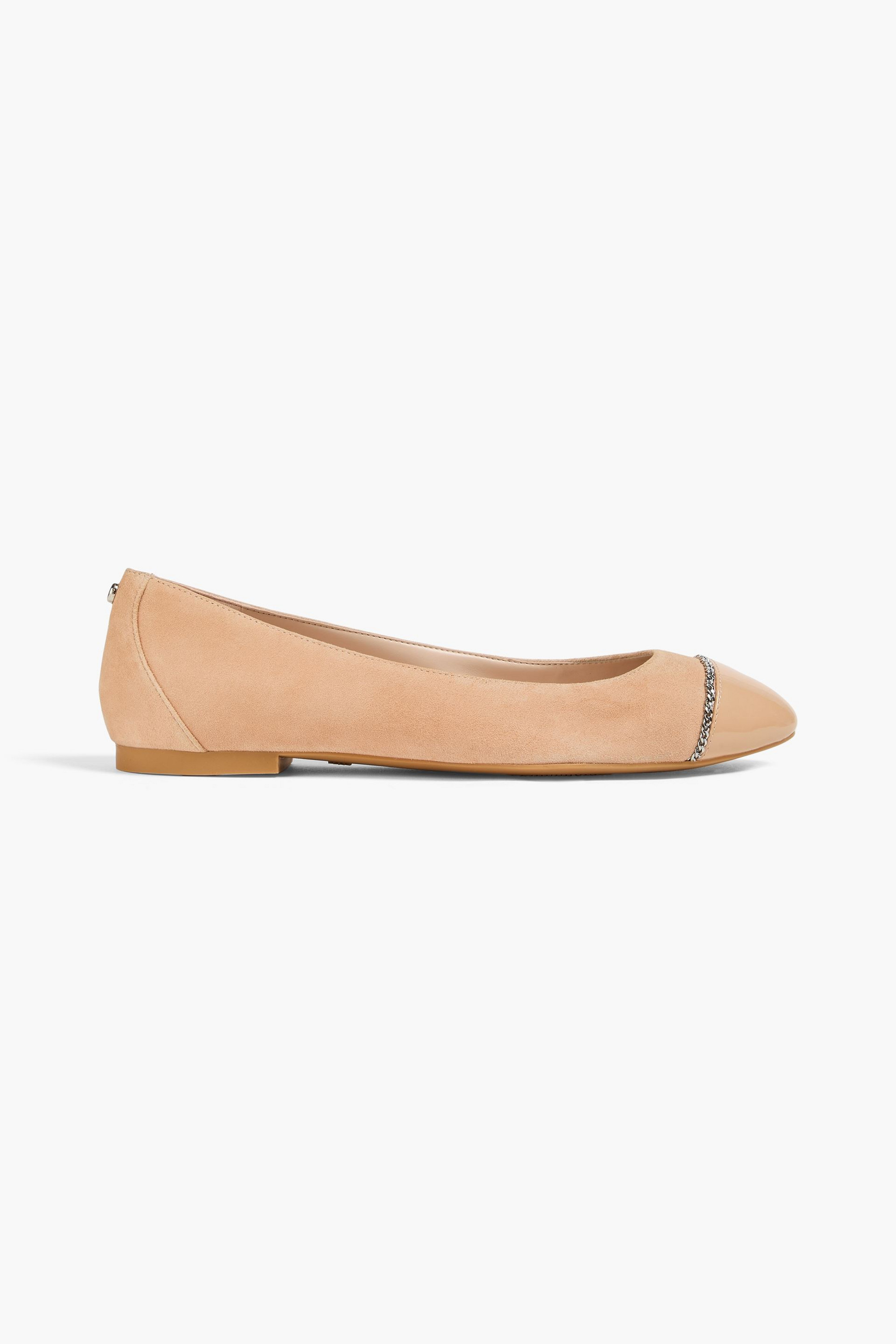 Stuart Weitzman Milla chain-embellished suede ballet flats