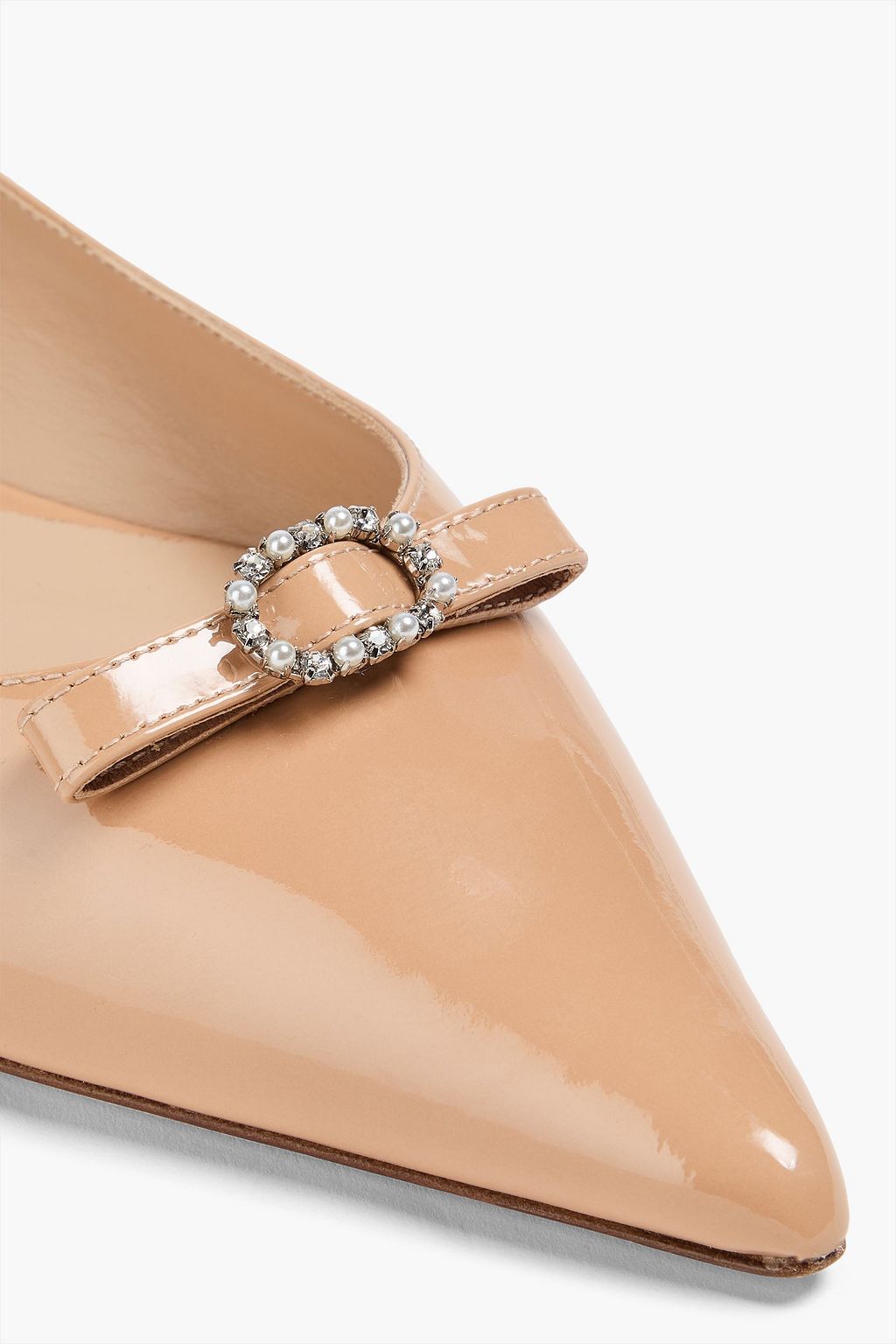 STUART WEITZMAN Diana embellished patent-leather point-toe flats