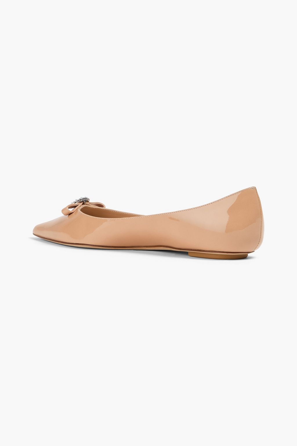 STUART WEITZMAN Diana embellished patent-leather point-toe flats