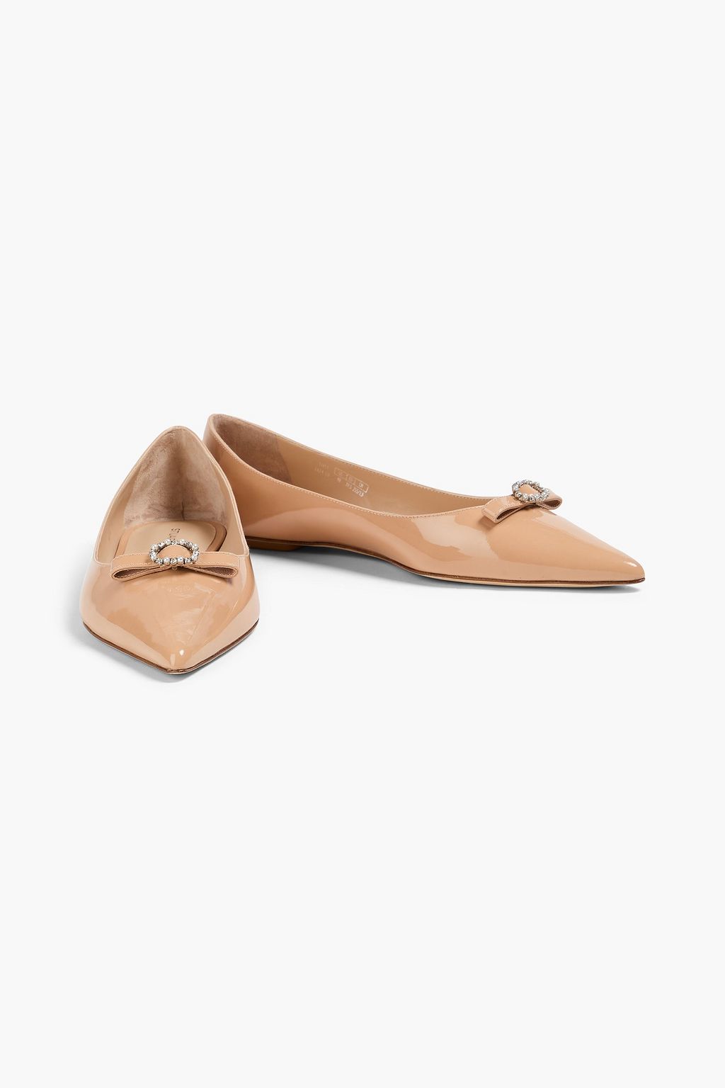 STUART WEITZMAN Diana embellished patent-leather point-toe flats
