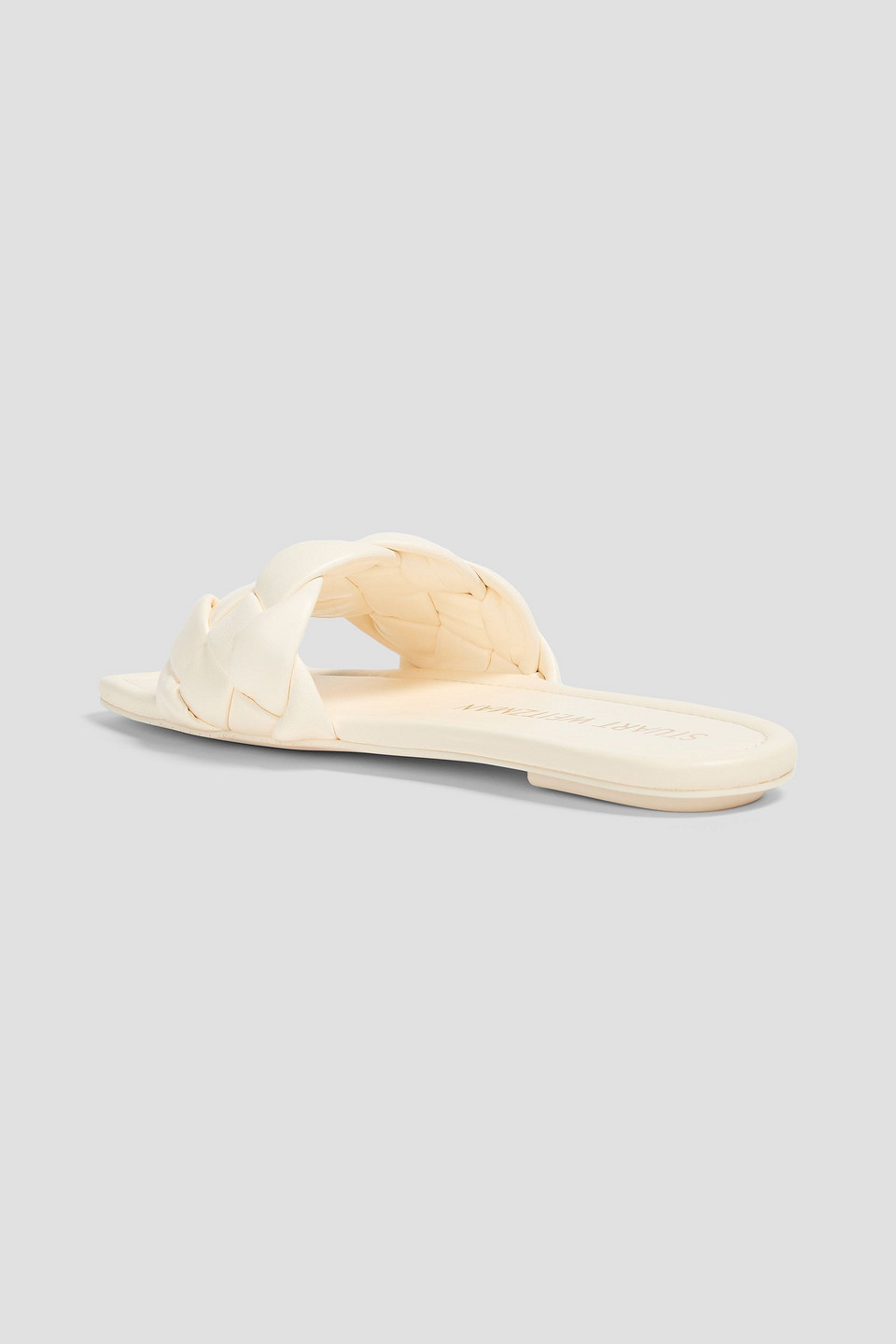 Stuart Weitzman Braided Leather Slides In Ivory