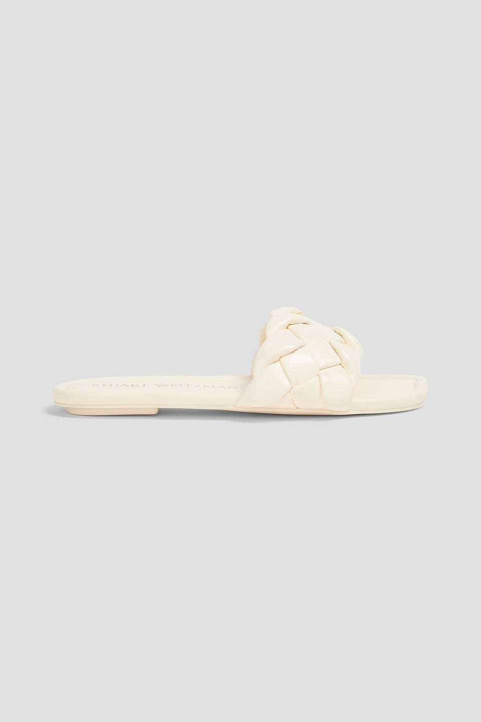 Stuart Weitzman Braided Leather Slides In Ivory