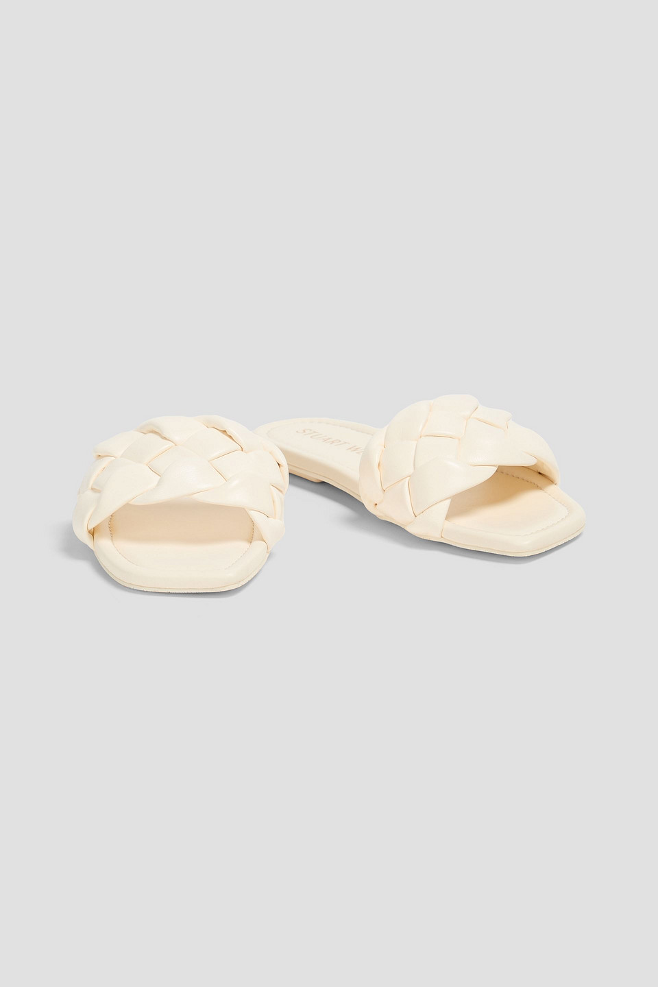 Stuart Weitzman Braided Leather Slides In Ivory