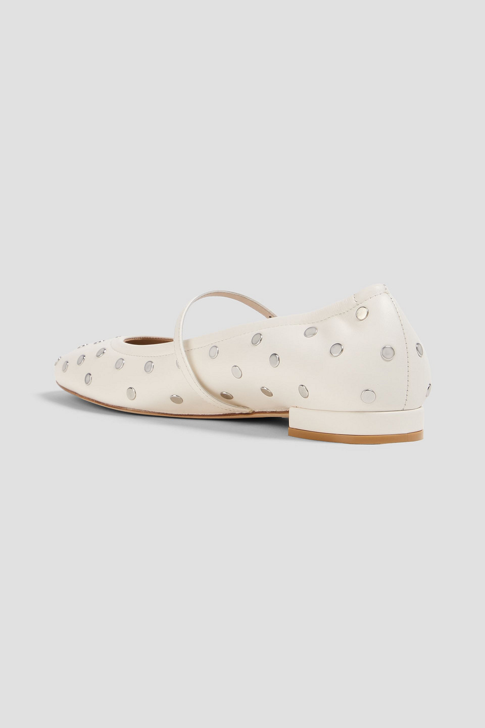  Stuart Weitzman - Studded Leather Mary Jane Flats - White - Us 7.5 