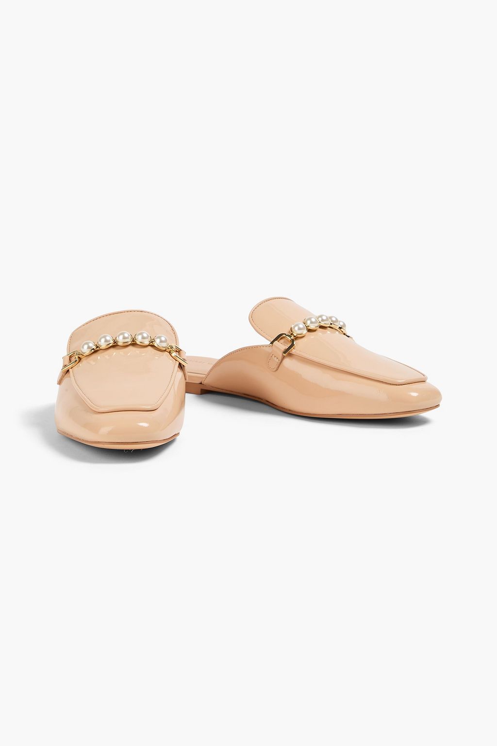 STUART WEITZMAN Perla パテントレザー バックレスシューズ フェイクパール付き