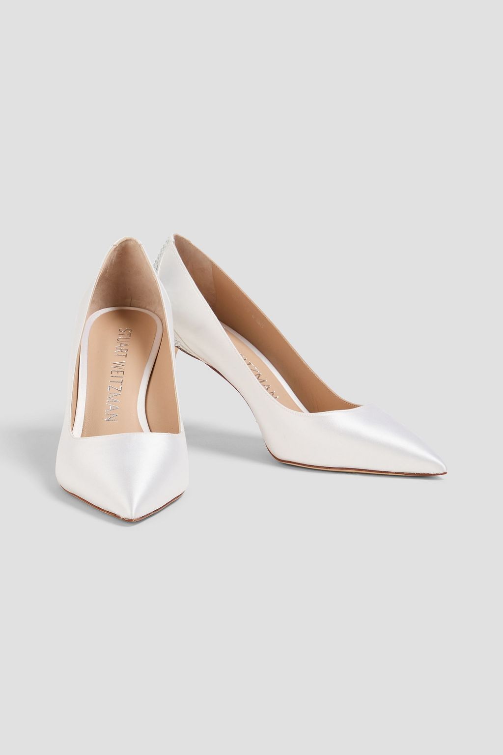 STUART WEITZMAN サテン パンプス クリスタル付き