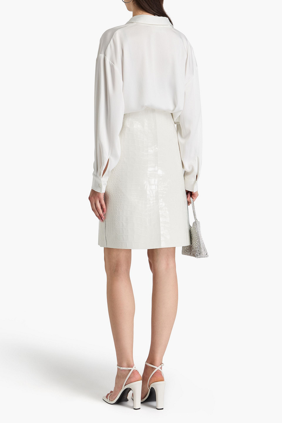 16ARLINGTON GLOSSED CROC-EFFECT LEATHER SKIRT