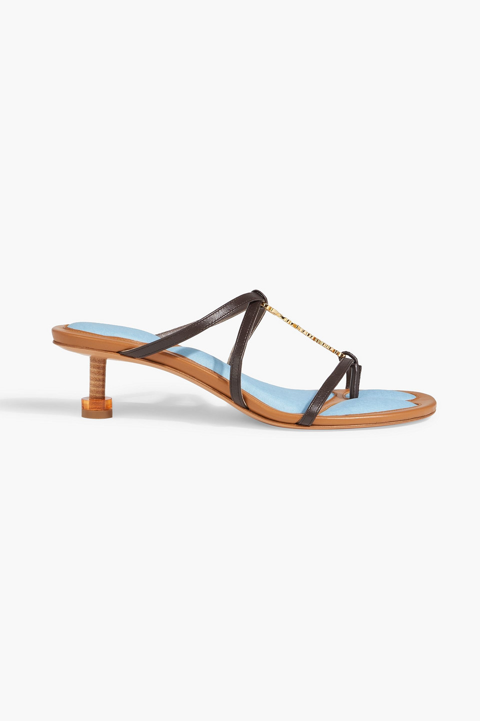 Jacquemus Pralu Leather Mules In Chocolate