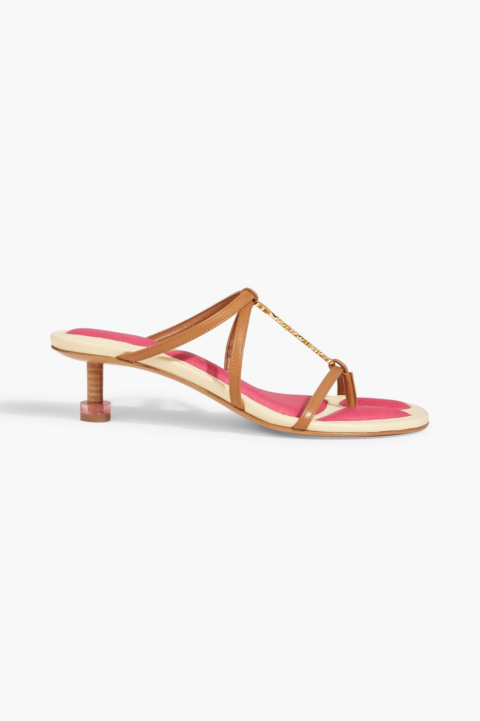 Jacquemus Brown & Pink Le Raphia 'les Sandales Basses Pralu' Heeled Sandals In Light Brown