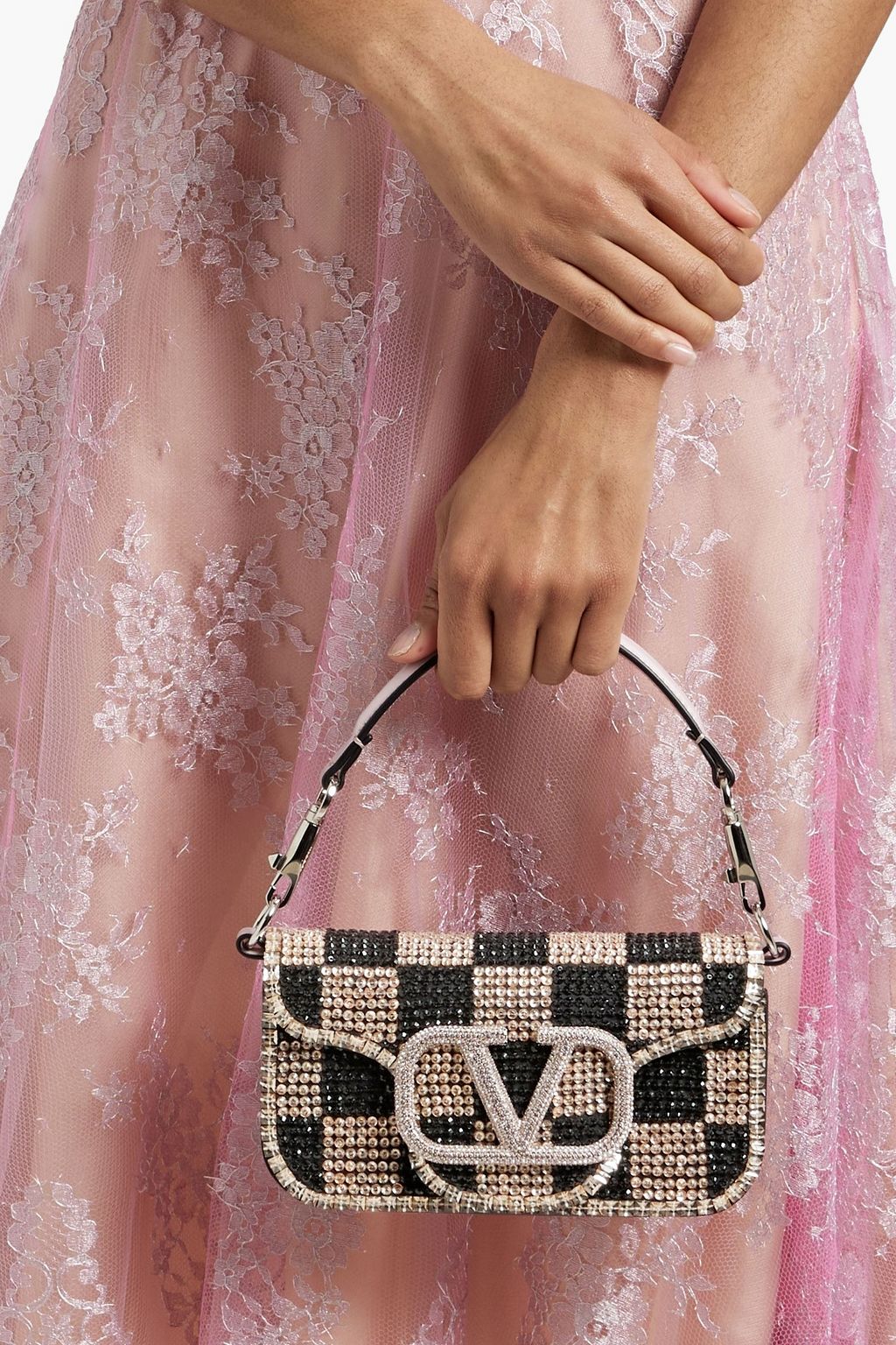 VALENTINO GARAVANI Locò small crystal-embellished leather shoulder bag