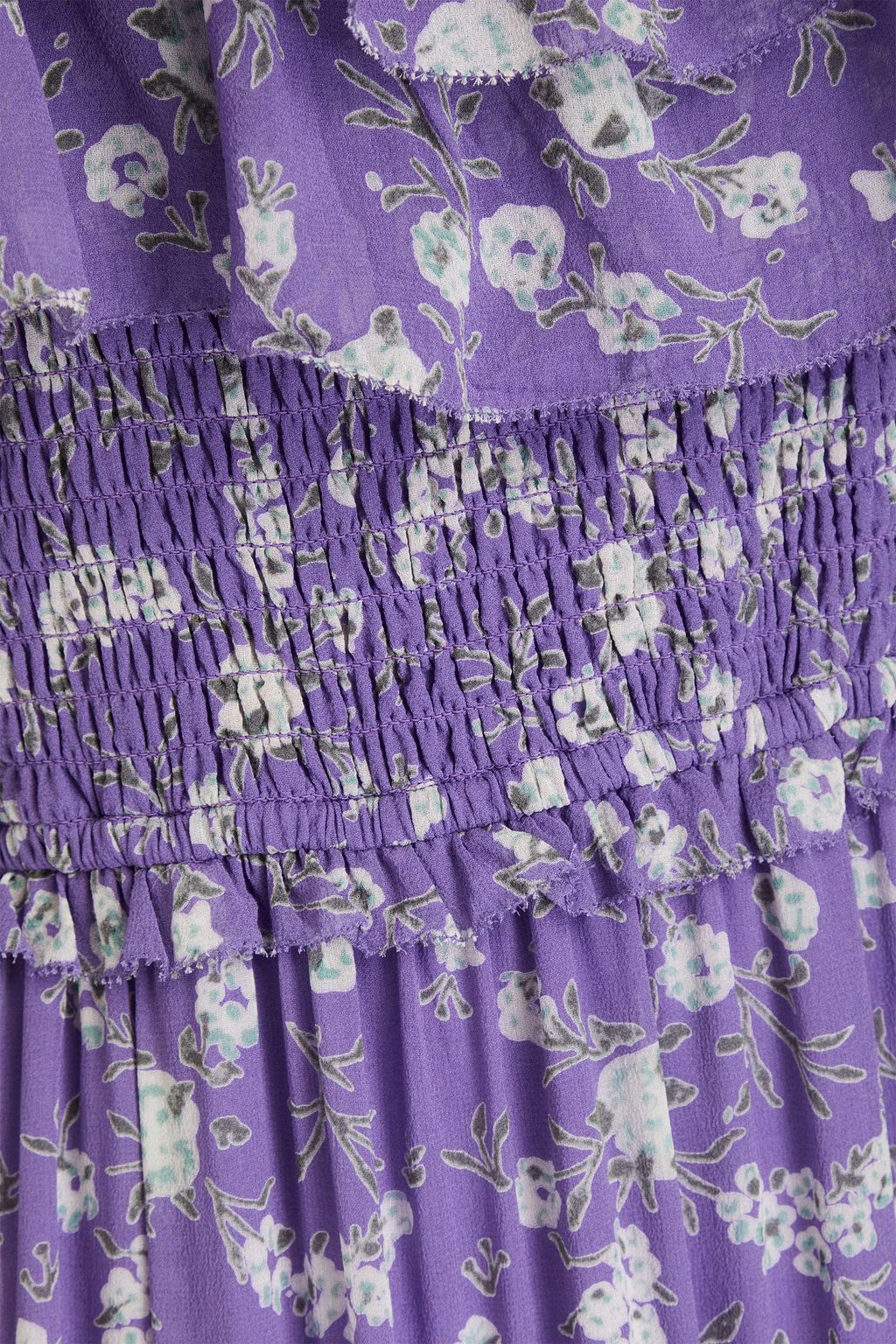 ULLA JOHNSON シルクジョーゼット ミディワンピース オープンショルダー フローラルプリント