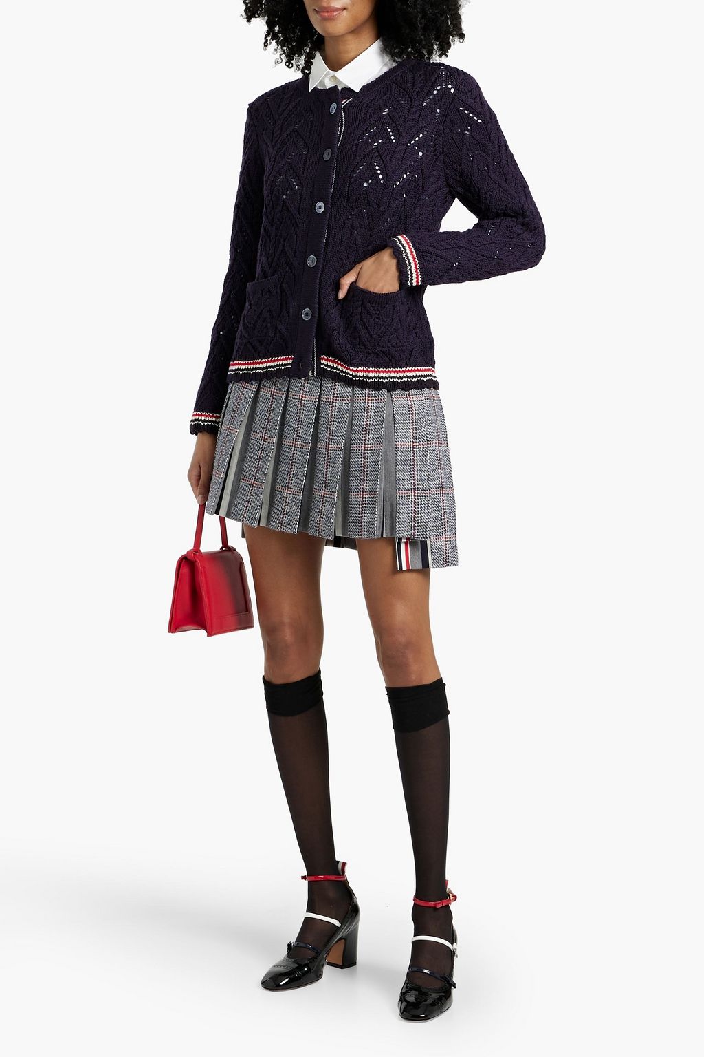 THOM BROWNE Pointelle-knit merino wool cardigan