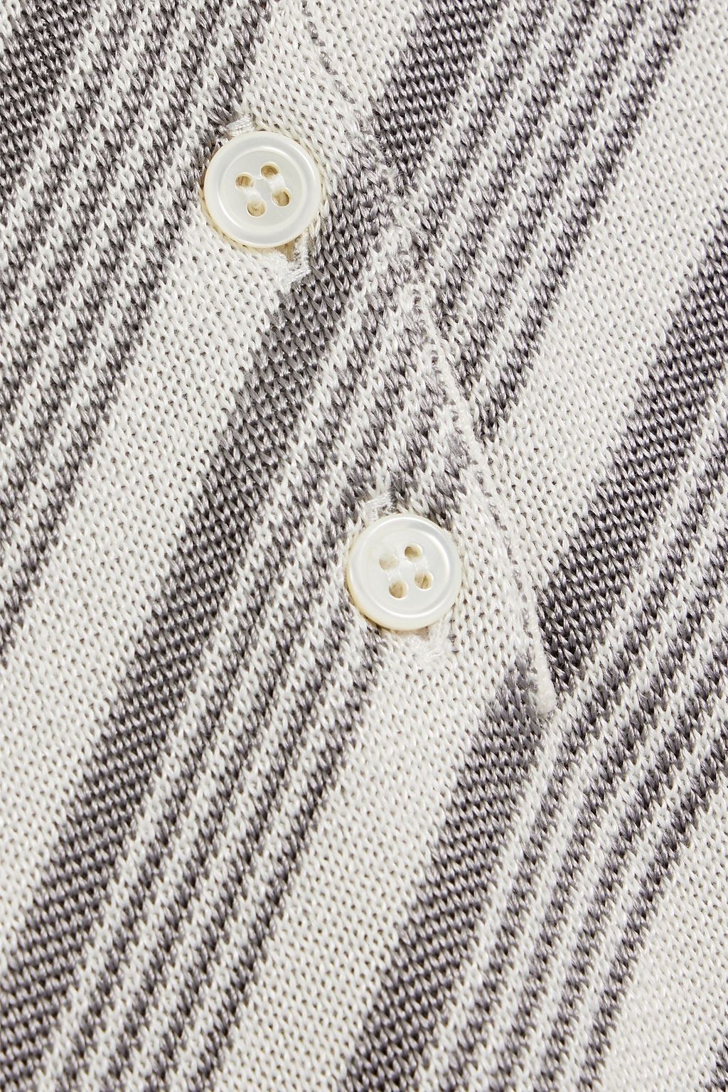 THOM BROWNE Striped silk-blend polo shirt