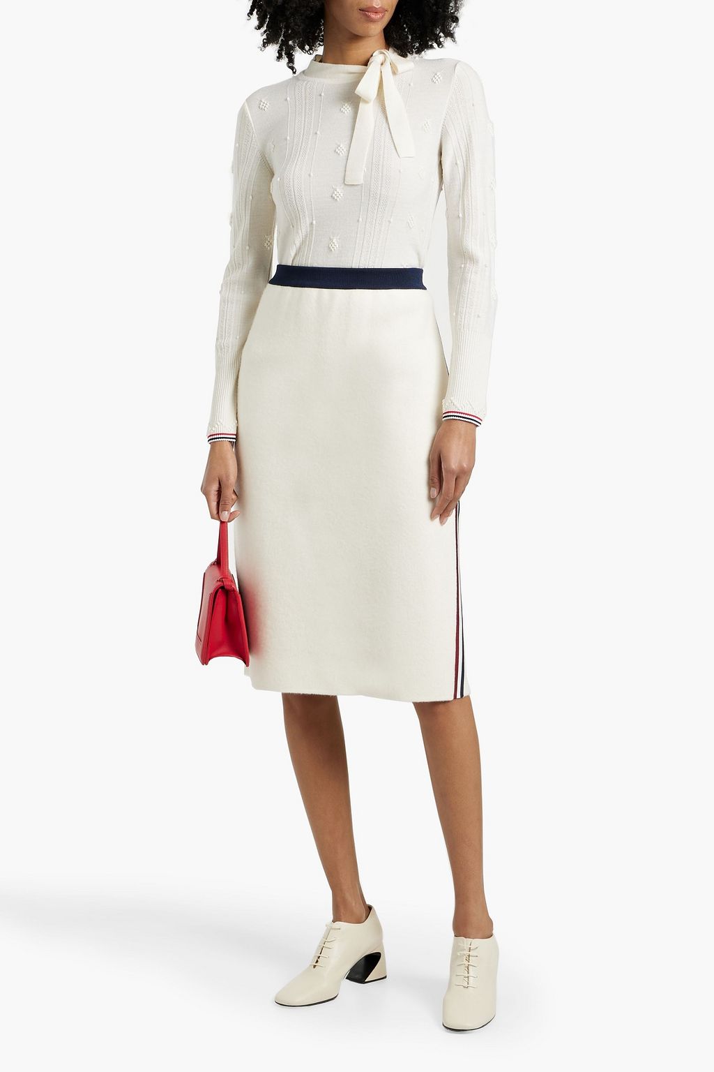 THOM BROWNE Striped wool-blend skirt