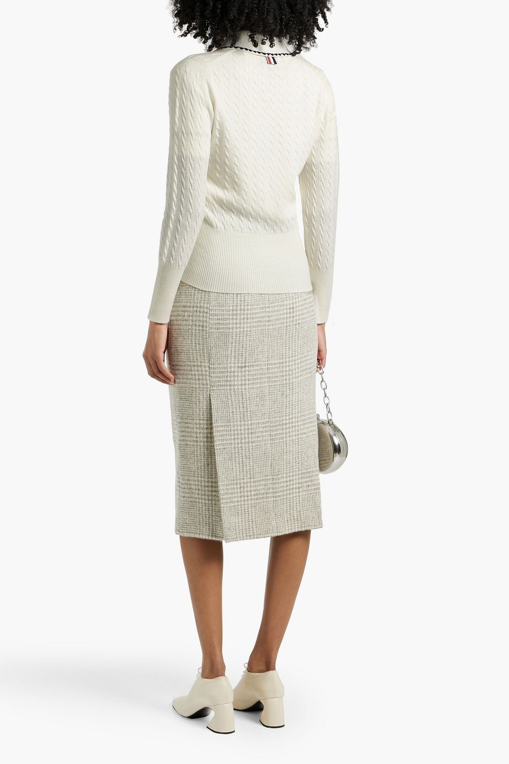 THOM BROWNE Checked wool-tweed midi skirt