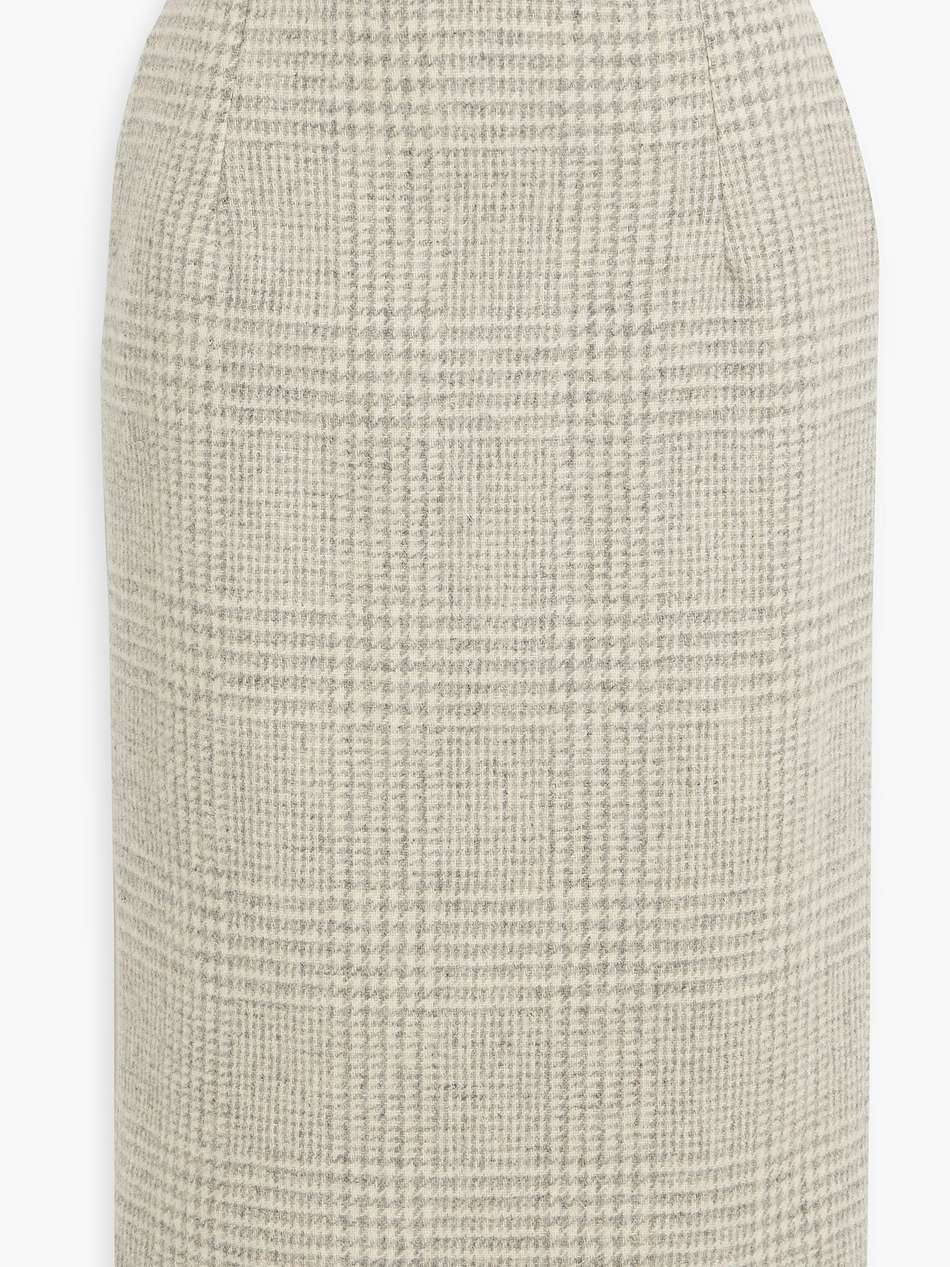 checked wool-tweed midi skirt