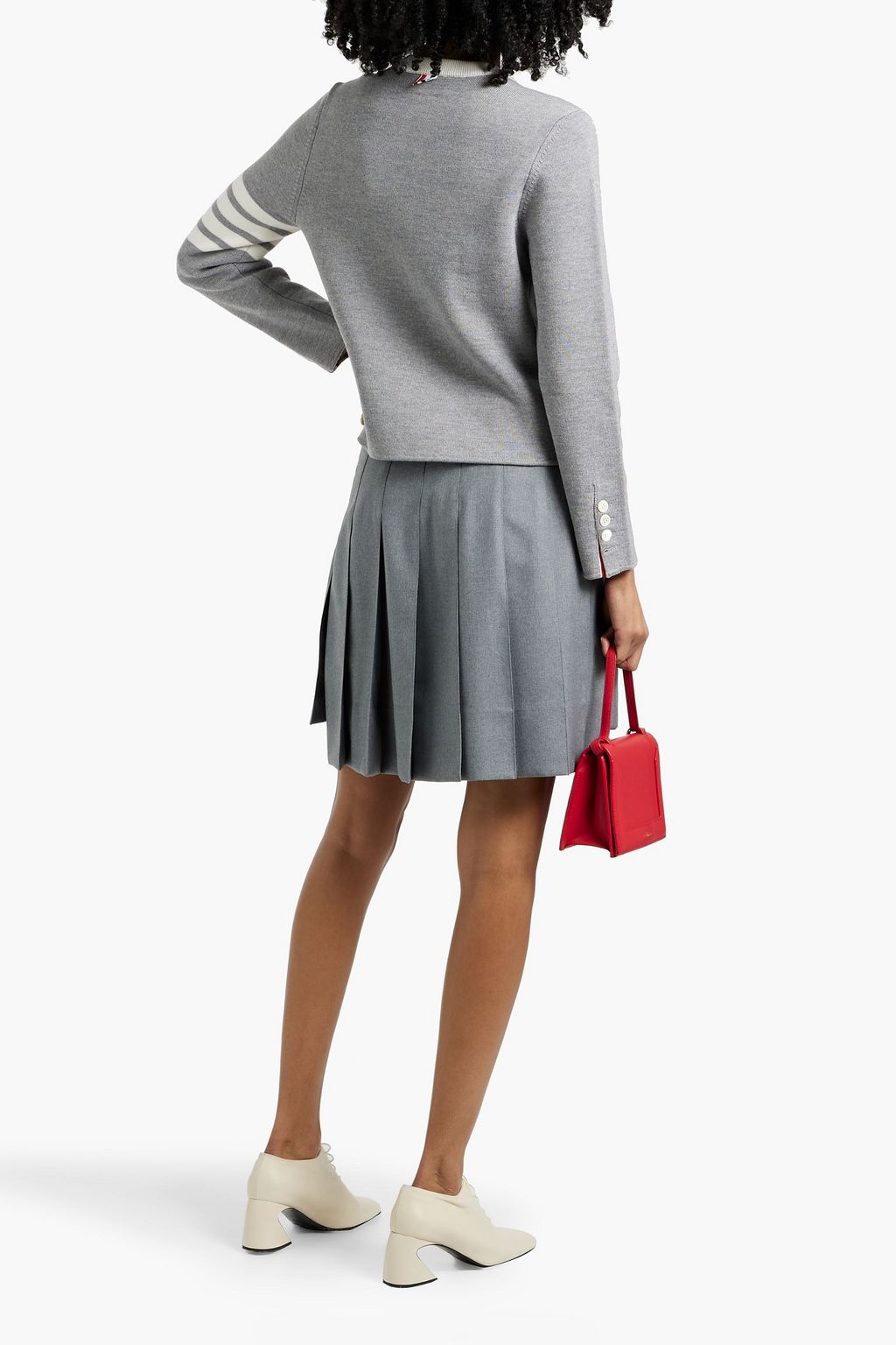 THOM BROWNE Striped wool-blend cardigan