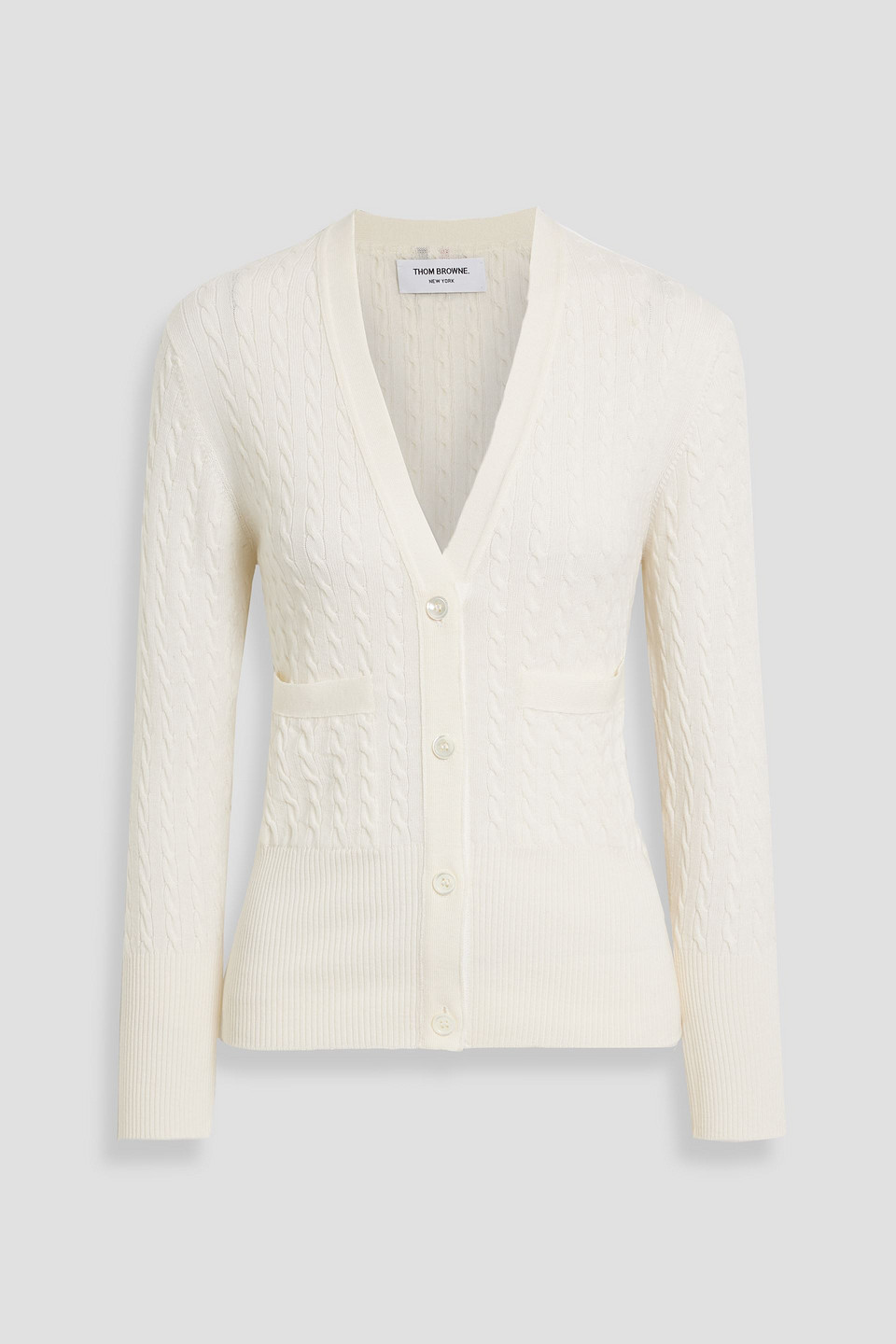 Thom Browne Cable-knit Wool Cardigan In White