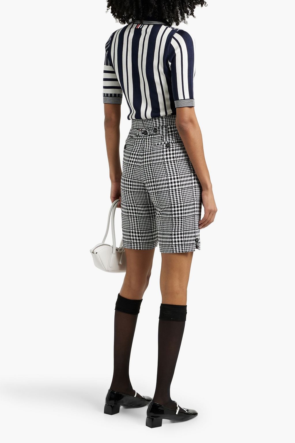 THOM BROWNE Striped silk polo shirt