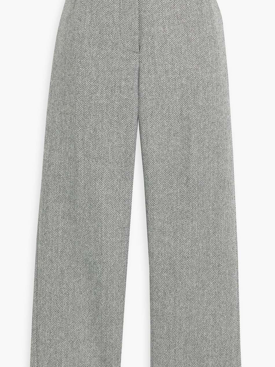 cropped herringbone wool tapered pants