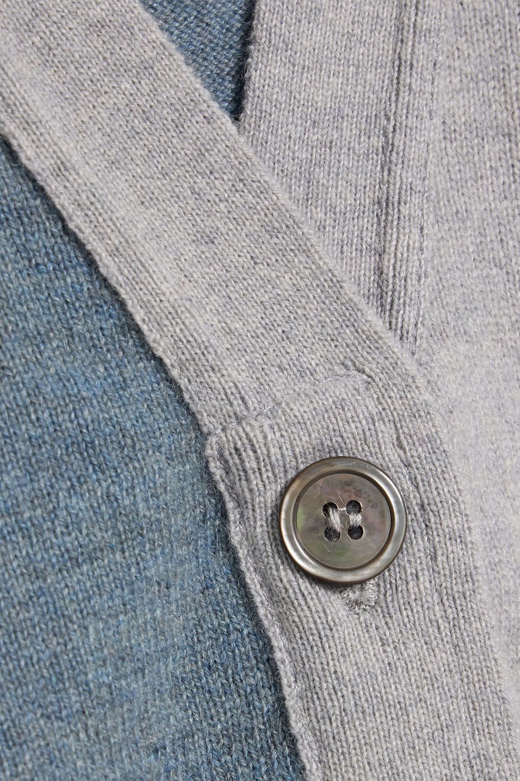 THOM BROWNE Striped two-tone cashmere cardigan