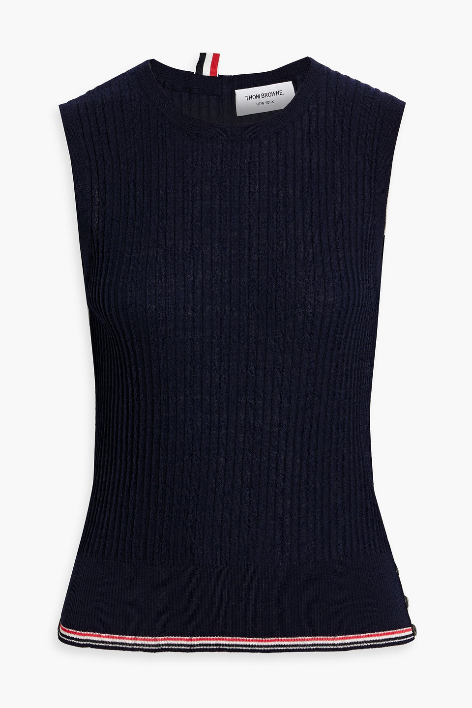 Thom Browne Ribbed Wool-blend Top In Midnight Blue