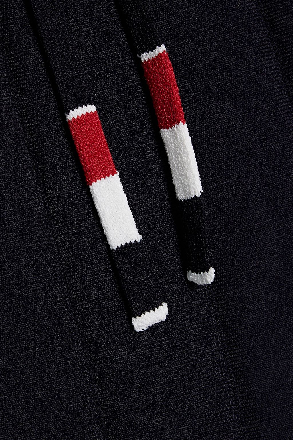 THOM BROWNE Pleated striped stretch-knit mini skirt
