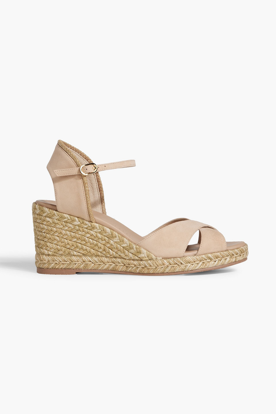 Stuart Weitzman Mirela Suede Espadrille Wedge Sandals In Neutral
