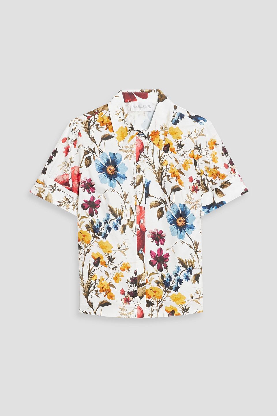 Floral-print cotton-blend poplin shirt