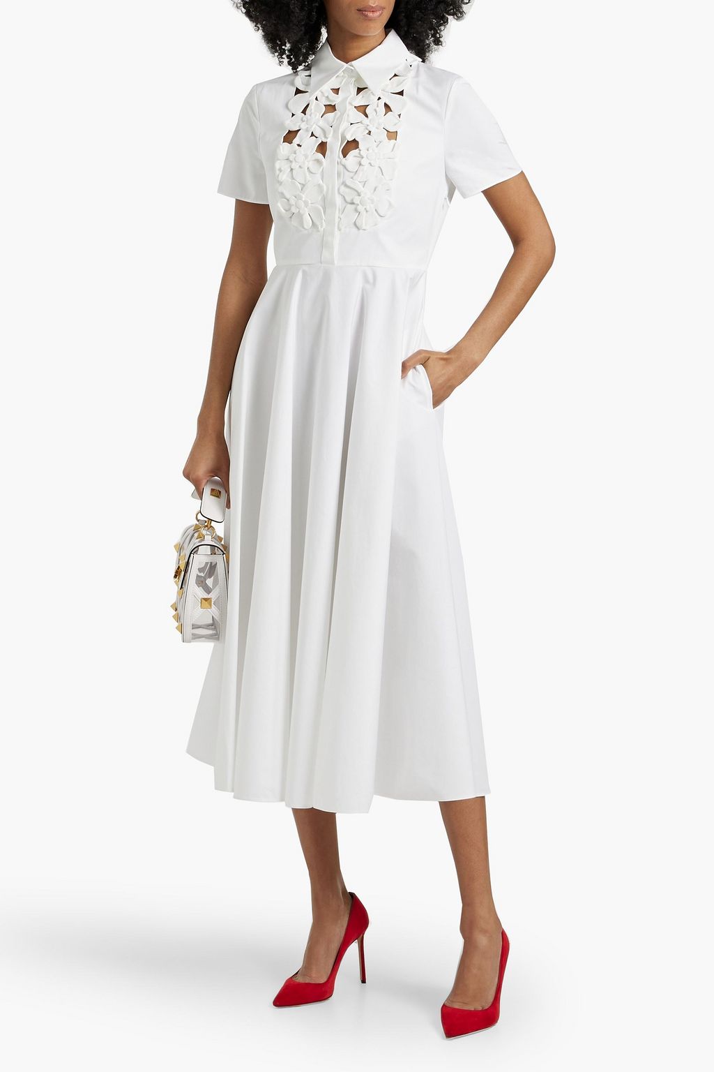 valentino laser cut dress VALENTINO GARAVANI Laser-cut hemp midi dress