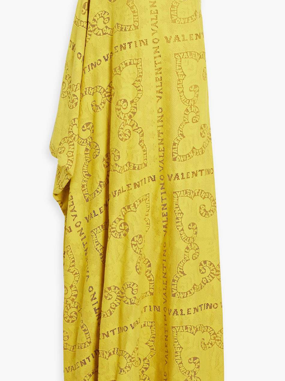 one-sleeve cotton-blend jacquard gown