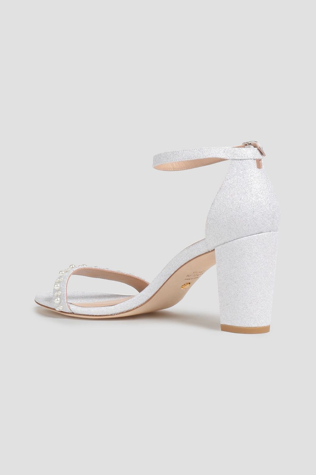 STUART WEITZMAN Embellished glittered satin sandals