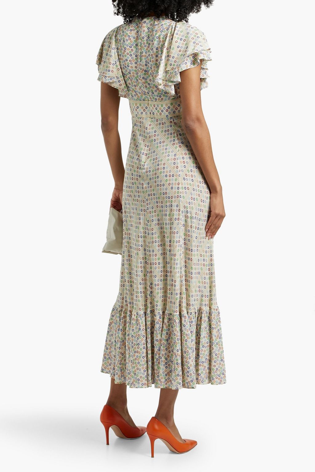 VALENTINO GARAVANI Ruffled printed silk crepe de chine midi dress
